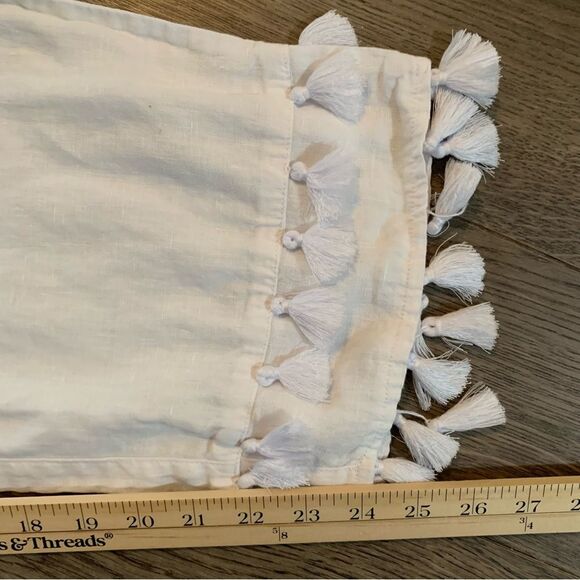 RACHEL ZOE Linen Pants Women’s Medium White Elastic Waist Double Row Tassels. - Picture 12 of 12